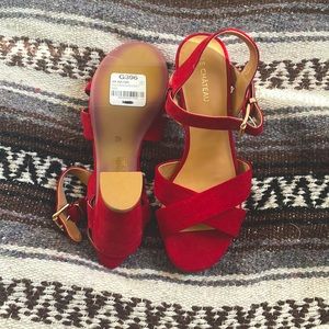 Sultry Dark Red Suede Open Toe Pump